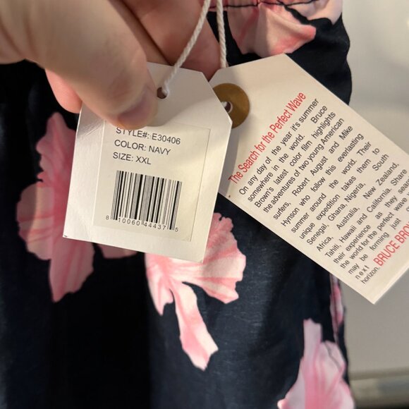 The Endless Summer Swim Trunks - Navy with Large Pink Flowers (XL) - Picture 5 of 7